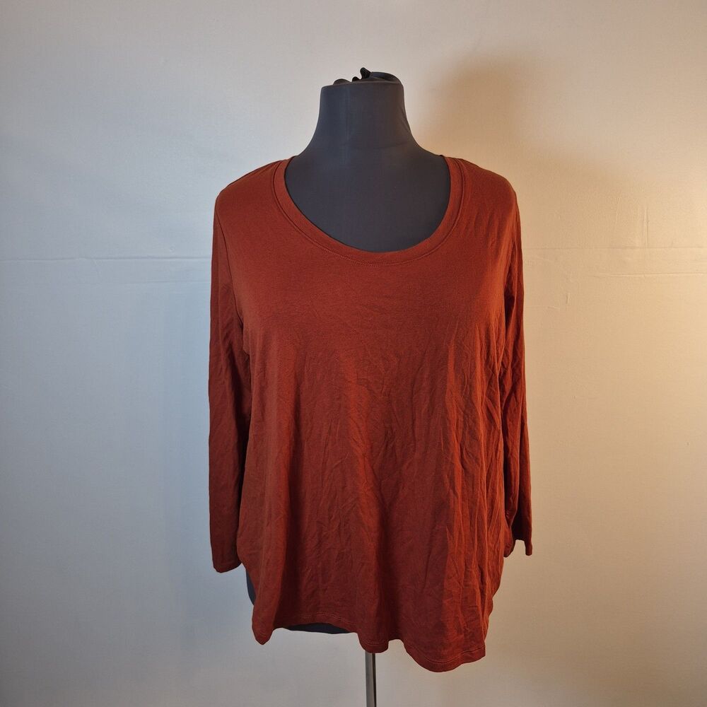 Ava & Viv Women's Long Sleeve T-shirt Size 2X Rust Scoop Neck